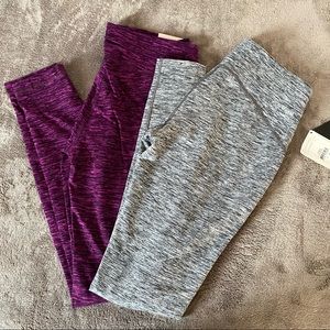 BUNDLE NWT Reebok Leggings 2 Pairs-Grey and Purple